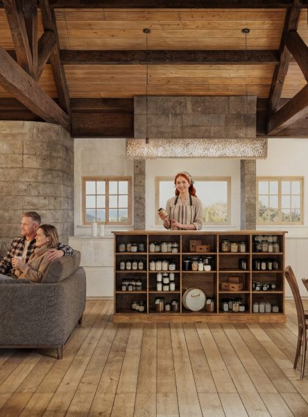 Reception: “3D rendering of rustic Portuguese country hotel reception”